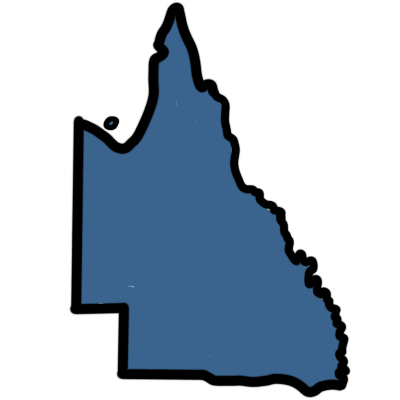 A dull blue shape of the Australian state of Queensland.